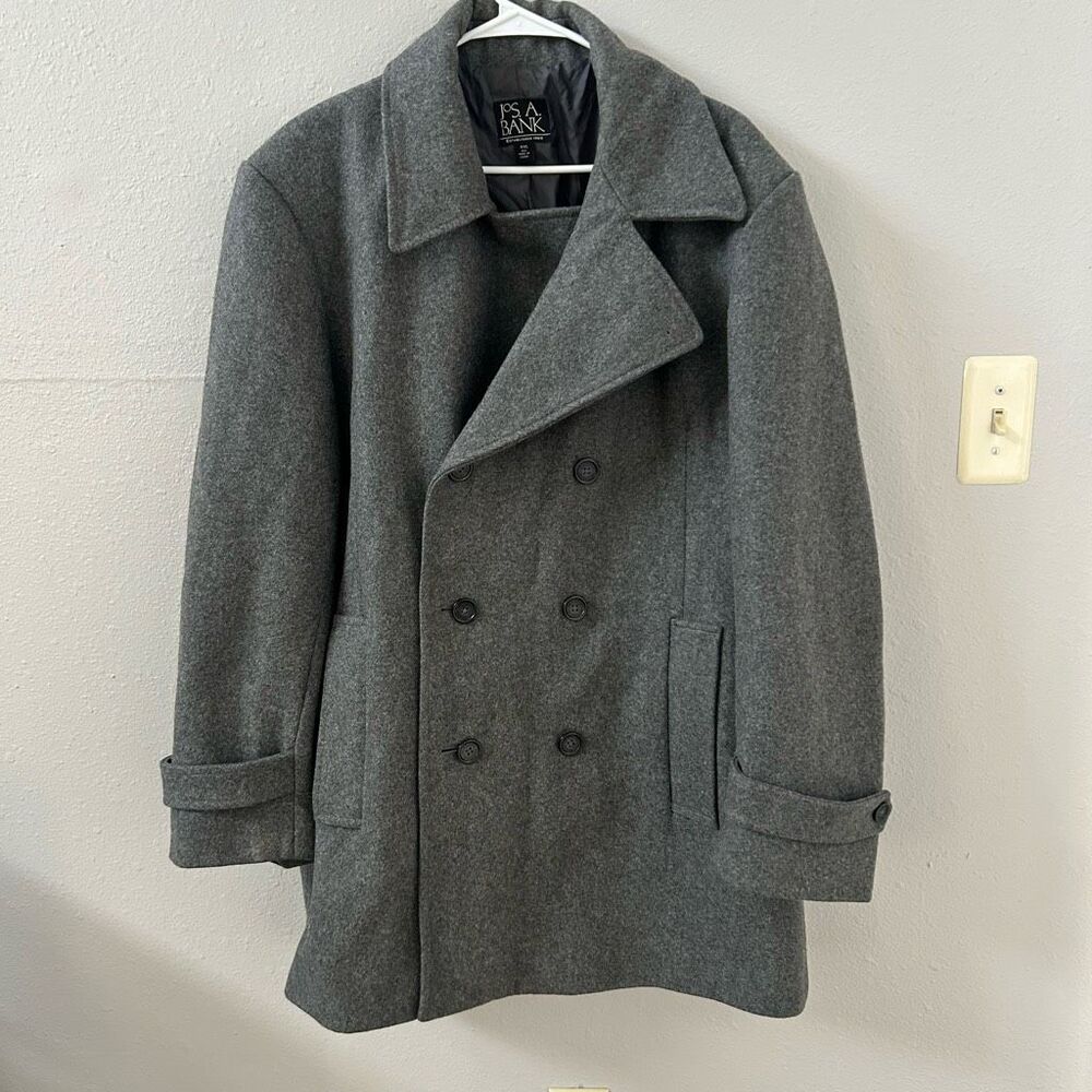JOS A. Bank Grey Wool Blend Trench Coat XXL